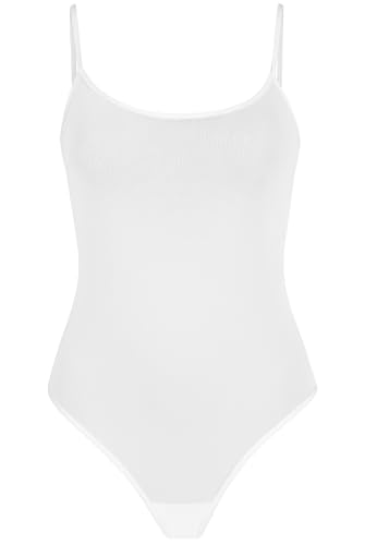 Teyli Stringbody Damen aus Netzmaterial - Bodysuit Women Spaghetti - String body Netz Frauen Spaghettiträger Weiß XXL von Teyli