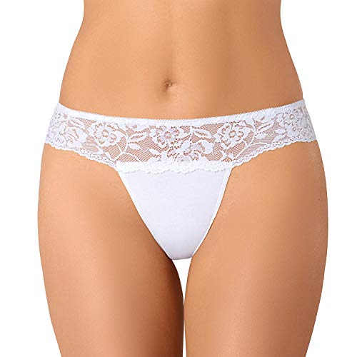 Teyli Tanga Damen Tanga String aus Spitze Comfo - String Tanga Damen String Damen - String Tanga Damen Sexy Dessous - Strings Damen Sexy Weiß XS von Teyli