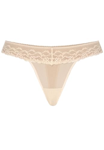 Teyli Tanga Damen Tanga String aus Spitze - String Tanga Damen String Damen - String Tanga Damen Sexy Dessous - Strings Damen Sexy Beige L von Teyli