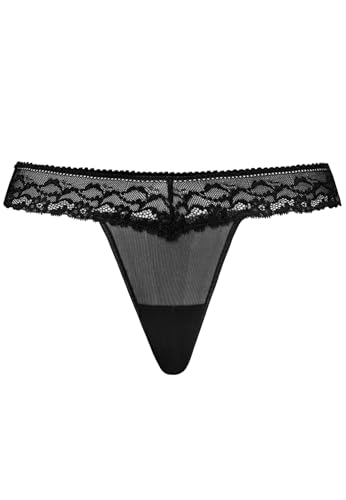 Teyli Tanga Damen Tanga String aus Spitze - String Tanga Damen String Damen - String Tanga Damen Sexy Dessous - Strings Damen Sexy Schwarz L von Teyli