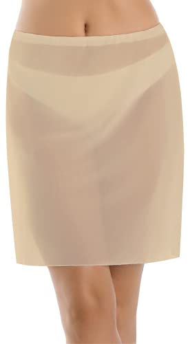 Teyli Unterrock Damen Petticoat Unterrock - Aus hochwertigem Transparentem Mesh - Petticoat Kleid Angenehm für den Körper Beige L von Teyli