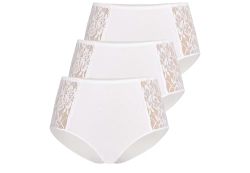 Teyli Slip Damen 3er Pack Baumwolle - Bikinis & Taillenslips für Damen - Slip Baumwolle Frauen- Women Slips mit Spitze Verziert Weiß 5XL von Teyli
