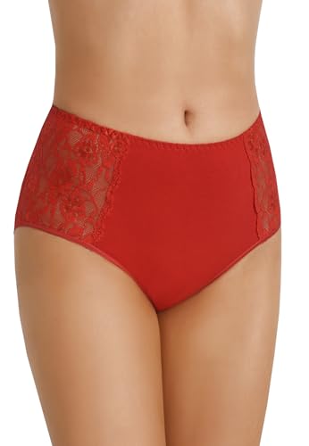 Teyli Slip Damen Baumwolle zum Kaschieren von Unvollkommenheiten - Bikinis & Taillenslips für Damen - Slips Cotton Women - Slip Baumwolle Rot S von Teyli
