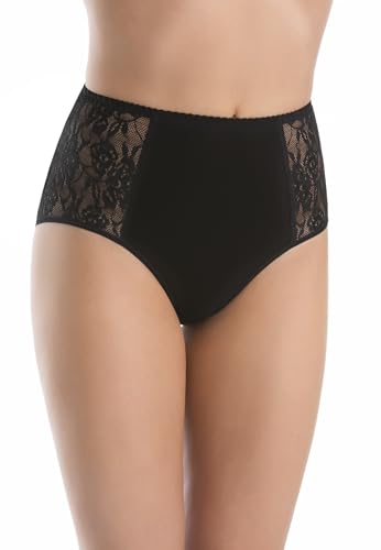 Teyli Slip Damen Baumwolle zum Kaschieren von Unvollkommenheiten - Bikinis & Taillenslips für Damen - Slips Cotton Women - Slip Baumwolle Schwarz XL von Teyli