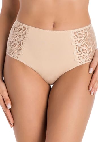 Teyli Unterwäsche Frauen Pantys Damen mit Hoher Taille - Slips Damen-Unterhosen Women - Frauen Unterwäsche Pantys Women Slips mit Spitze verziert Beige XL von Teyli