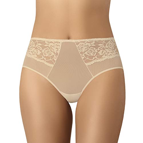 Teyli Unterwäsche Frauen Pantys Damen mit Hoher Taille - Slips Damen-Unterhosen Damen Unterwäsche - Frauen Unterwäsche Pantys Damen Slips Beige 3XL von Teyli