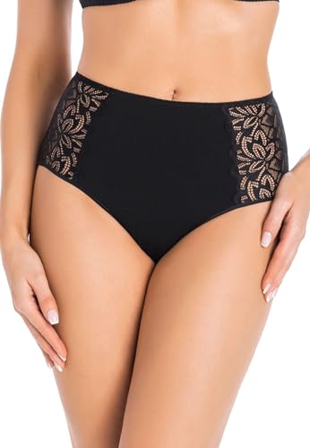 Teyli Unterwäsche Frauen Pantys Damen mit Hoher Taille - Slips Damen-Unterhosen Women - Frauen Unterwäsche Pantys Women Slips mit Spitze verziert Schwarz 5XL von Teyli