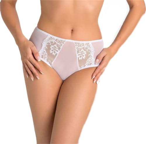 Teyli Unterwäsche Frauen Pantys Damen mit Mesh-Shorts - Slips Damen-Unterhosen Damen Unterwäsche - Frauen Unterwäsche Pantys Damen Slips mit Spitze Verziert Weiß L von Teyli