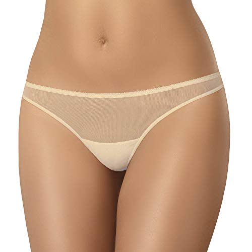 Teyli Unterwäsche Frauen Pantys Damen mit Nahtloser Abschluss - Slips Damen-Unterhosen Damen Unterwäsche - Frauen Unterwäsche Pantys Damen Slips aus Transparentem Netz Beige S von Teyli