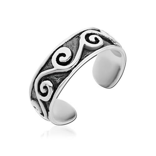 Teyolo Zehenring für Damen, Herz/Stern/Spirale/Delfin/Infinitely Foot Finger Rings Adjustable Open Toe Ring Summer Foot Jewelry, 3, Metall, Kein Edelstein von Teyolo