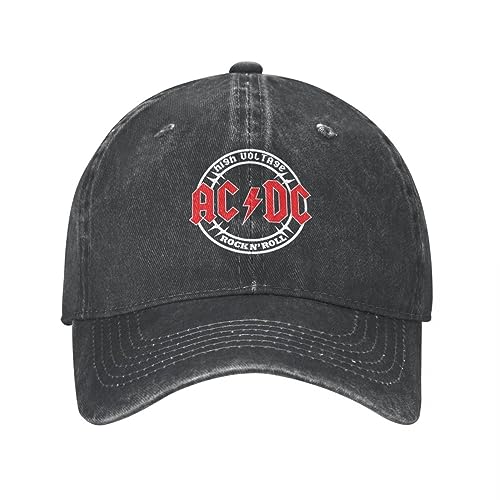 Baseballkappe Hiphop Sonnenhut AC DC Männer Frauen Baseballkappe Heavy Metal Rock Musik Distressed Washed Hats Cap Outdoor Sommer Unstrukturierte weiche Snapback Cap für Frauen Männer von TeysHa