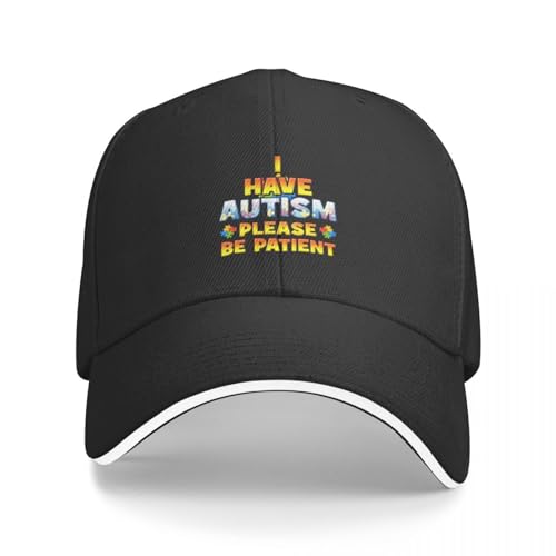 Baseballkappe Snapback Sonnenhut Autism Awareness I Have Autism Please Be Patient Baseball Cap Teehüte Golf Wear Caps für Frauen Männer Männer Frauen von TeysHa