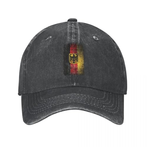 Baseballkappe Snapback Sonnenhut Deutschland-Flagge Baseballkappe für Herren und Damen Klassische Distressed-Denim-Mütze Adler-Wappen Bundesadler Outdoor-Sommermütze von TeysHa