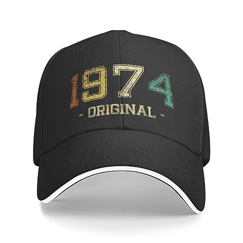 Baseballkappe Snapback Sonnenhut Punk Jahrgang Jahrgang 1974 Baseballkappe Mann Frau Atmungsaktiv Papa Hut Performance Hip Hop Geburtstagsgeschenk von TeysHa