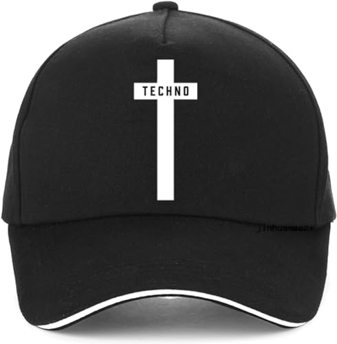 Baseballkappe Snapback Sonnenhut Techno Cross Bedruckte Mütze Herren Damen Unisex Musik Festival Schwarz Detroit Baseball Cap Sommer Verstellbar Männer Frauen von TeysHa