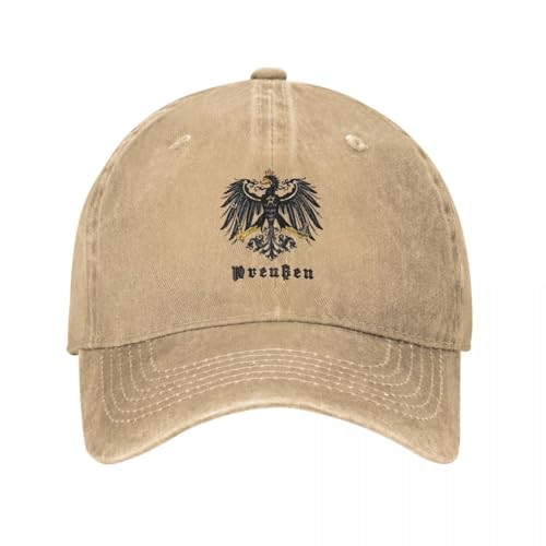 Baseballkappe Snapback Sonnenhut Vintage-Preußen-Flagge Baseballkappe für Männer Distressed-Baumwoll-Sonnenkappe Cartoon-Outdoor-verstellbare Kappe Männer und Frauen von TeysHa