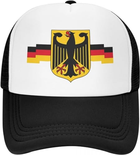 Baseballkappe Snapback Sonnenhut klassischer Adler auf Schild Baseballkappe für Damen und Herren verstellbare Deutschland-Flagge Trucker-Mütze Outdoor-Snapback-Hüte Sommerkappen Geschenk von TeysHa