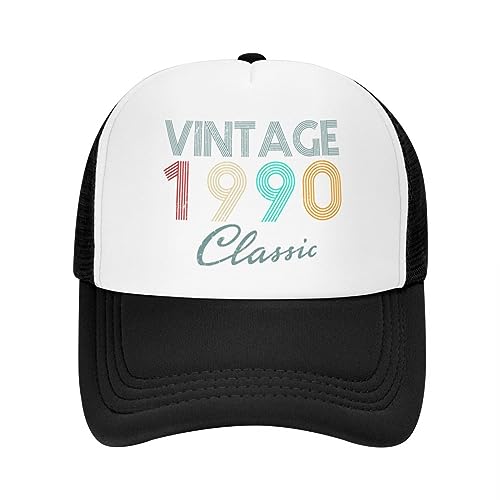 Baseballkappe Snapback Sonnenhut personalisierbar klassisches 1990-Geburtstagsgeschenk Baseballkappe für Männer und Frauen atmungsaktiv Vintage-T-Shirt Trucker-Mütze Outdoor von TeysHa