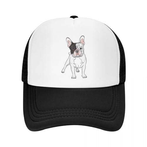 Baseballkappe Snapback Sonnenhut personalisierte Baseballkappe mit französischer Bulldogge Outdoor Damen und Herren verstellbar Frenchie-Hund Trucker-Mütze Sommer-Snapback-Kappen Geburtstagsgeschenk von TeysHa