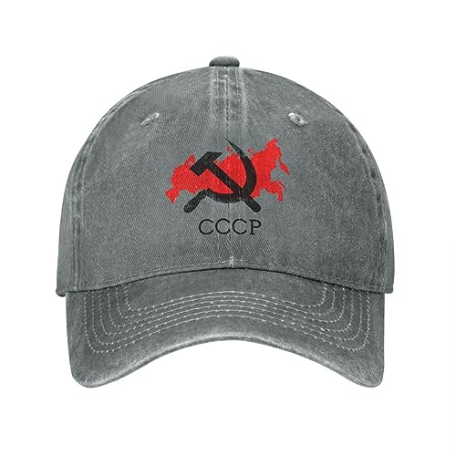 TeysHa Baseballkappe Hiphop Sonnenhut UDSSR CCCP-Flagge Baseballkappen Unisex Distressed Denim Sonnenkappe Russland Outdoor-Workouts unstrukturierte weiche Kappen Hut Geburtstagsgeschenke von TeysHa