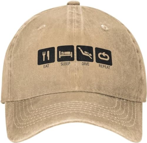 TeysHa Baseballkappe Snapback Sonnenhut Herrenmode Unisex Baumwolle Eat Sleep Dive Repeat Schwarze Baseballkappe für Erwachsene Tauchen verstellbar Papa-Mütze Damen Herren Sport Geschenk von TeysHa