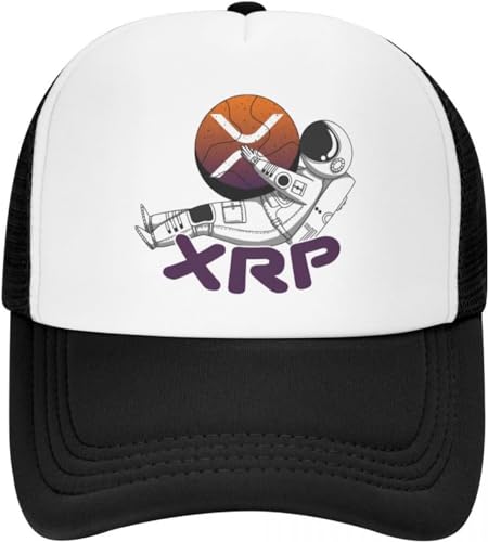 TeysHa Baseballkappe Snapback Sonnenhut Ripple XRP Crypto On Moon Baseballkappe für Männer und Frauen Atmungsaktive Trucker-Mütze Crypto Snapback Sportkappen Sonnenhüte Geschenk von TeysHa