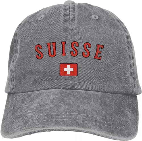 TeysHa Baseballkappe Snapback Sonnenhut Unisex Baseball Cap Herren Washed Baseball Cap Swiss Trucker Snapback Caps Papa Hut Golf Hüte mit Flagge Geschenk Männer Frauen von TeysHa