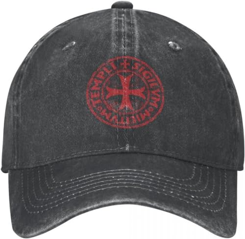 TeysHa Baseballkappe Snapback Sonnenhut Vintage-Baseballkappe Snapback-Hut Tempelritter Siegel Symbol Code mittelalterlich Sommer Herbst Kappe Wasserwaschen Casquette lässiges Geschenk von TeysHa
