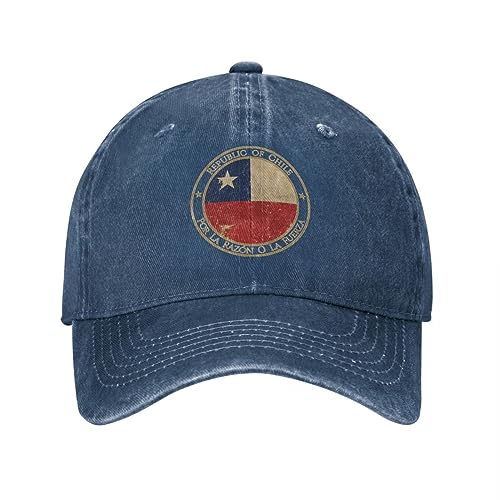 TeysHa Baseballkappe Snapback Sonnenhut Vintage Republik Chile Flagge Baseballkappe Unisex Distressed Denim Snapback Cap Outdoor Laufen Golf Unstrukturierte weiche Hüte Kappe von TeysHa