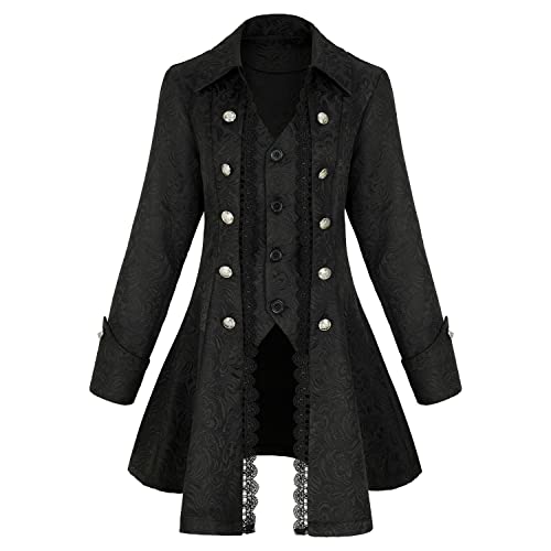 Teyujosem Damen Renaissance Gothic Mantel Mittelalter Pirat Steampunk Weste Jacke, Z3007bk, Small von Teyujosem