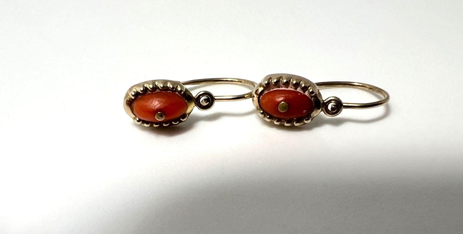 Antik-stil 333 Gold Korallen-Kinderohrringe - Biedermeier-stil, Sehr Zart von TezsahShop