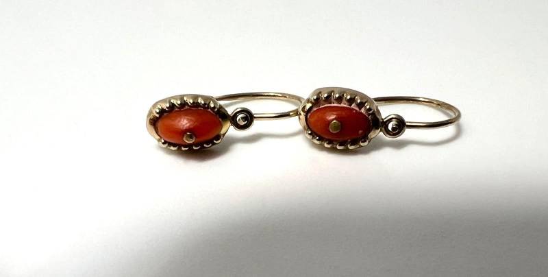 Antik-stil 333 Gold Korallen-Kinderohrringe - Biedermeier-stil, Sehr Zart von TezsahShop