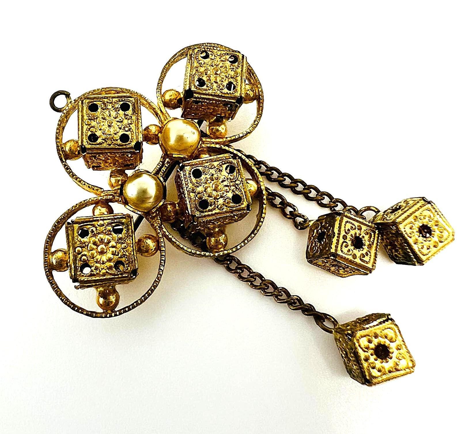 Antike Brosche Anhänger Würfel Fransen Filigran Historismus Jugendstil von TezsahShop
