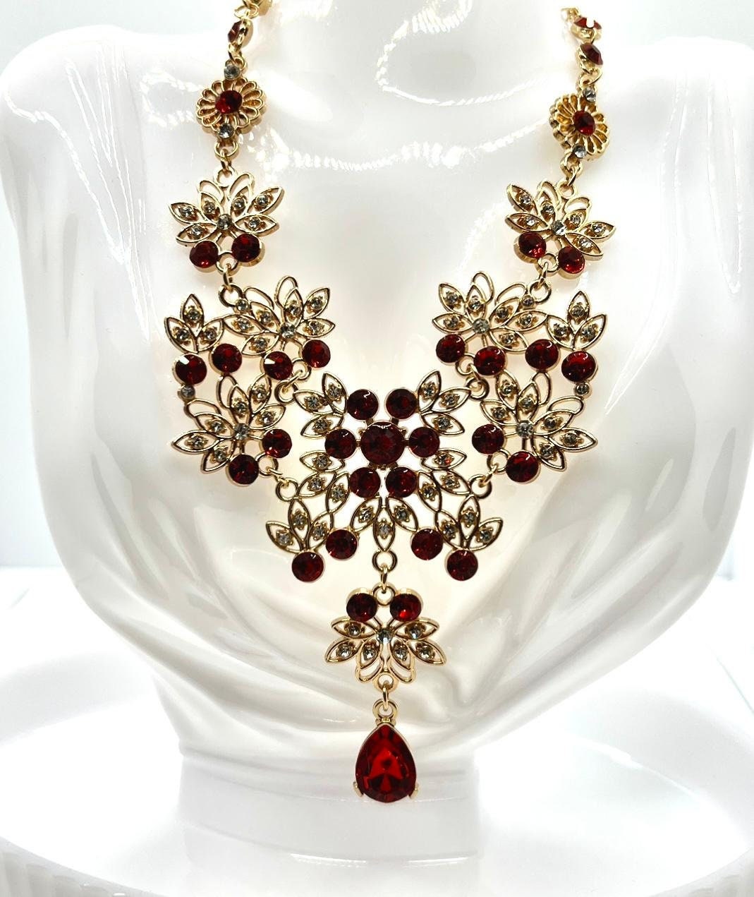 Atemberaubendes Diadem-Set Mit Roten Und Weißen Strasssteinen von TezsahShop