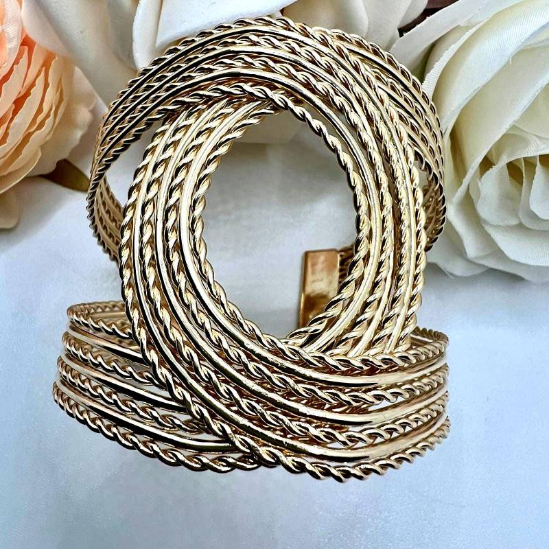 Boho Still Filigran Armband 14 Karat Vergoldet Breite Vergoldete Armspange von TezsahShop