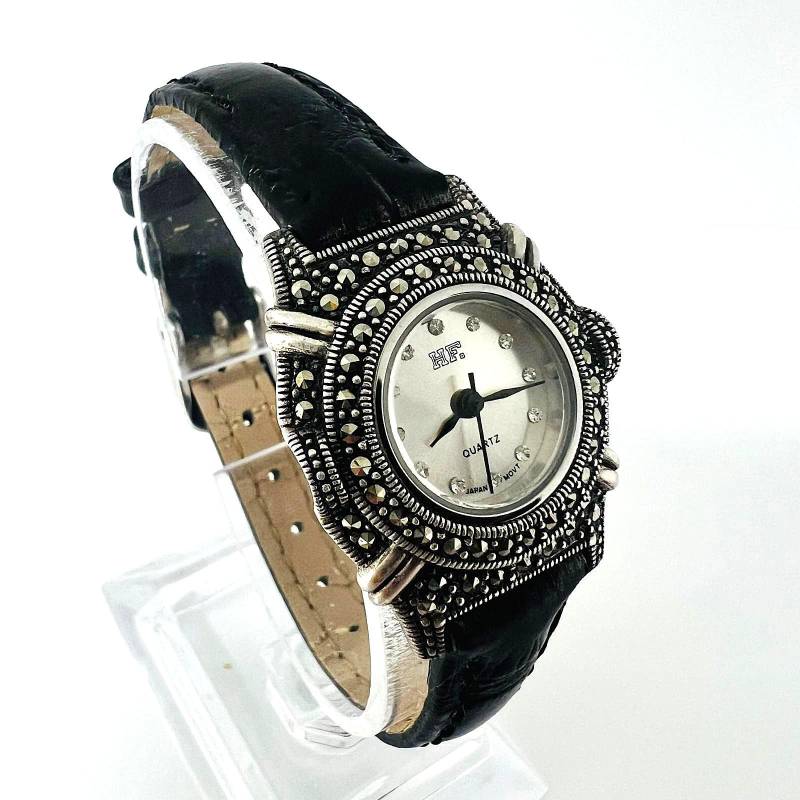 Hf Damen Quarzuhr - 925 Sterling-Silber Gehäuse Mit Markasit, Japan Movement, Ø 2, 5-2, 7 cm, Armband 20 cm × 1 Neu Aus Lagerbestand von TezsahShop