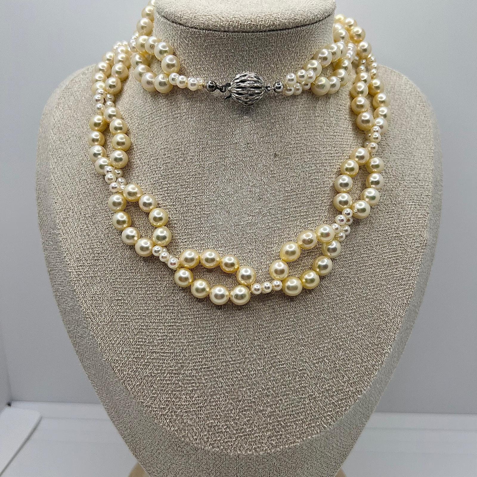 Jewelry Pearl Necklace With 925 Silver Clasp High-Quality Vintage von TezsahShop