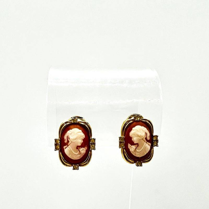 Jugendstil Vergoldete Cameo Ohrringe Mit Perlmutt & Zirkonia Clipverschluss Viktorianisch Jugendstil Vergoldete Cameo Ohrringe Mit Perlmutt & Zirkonia Clipverschluss Viktorianisch von TezsahShop