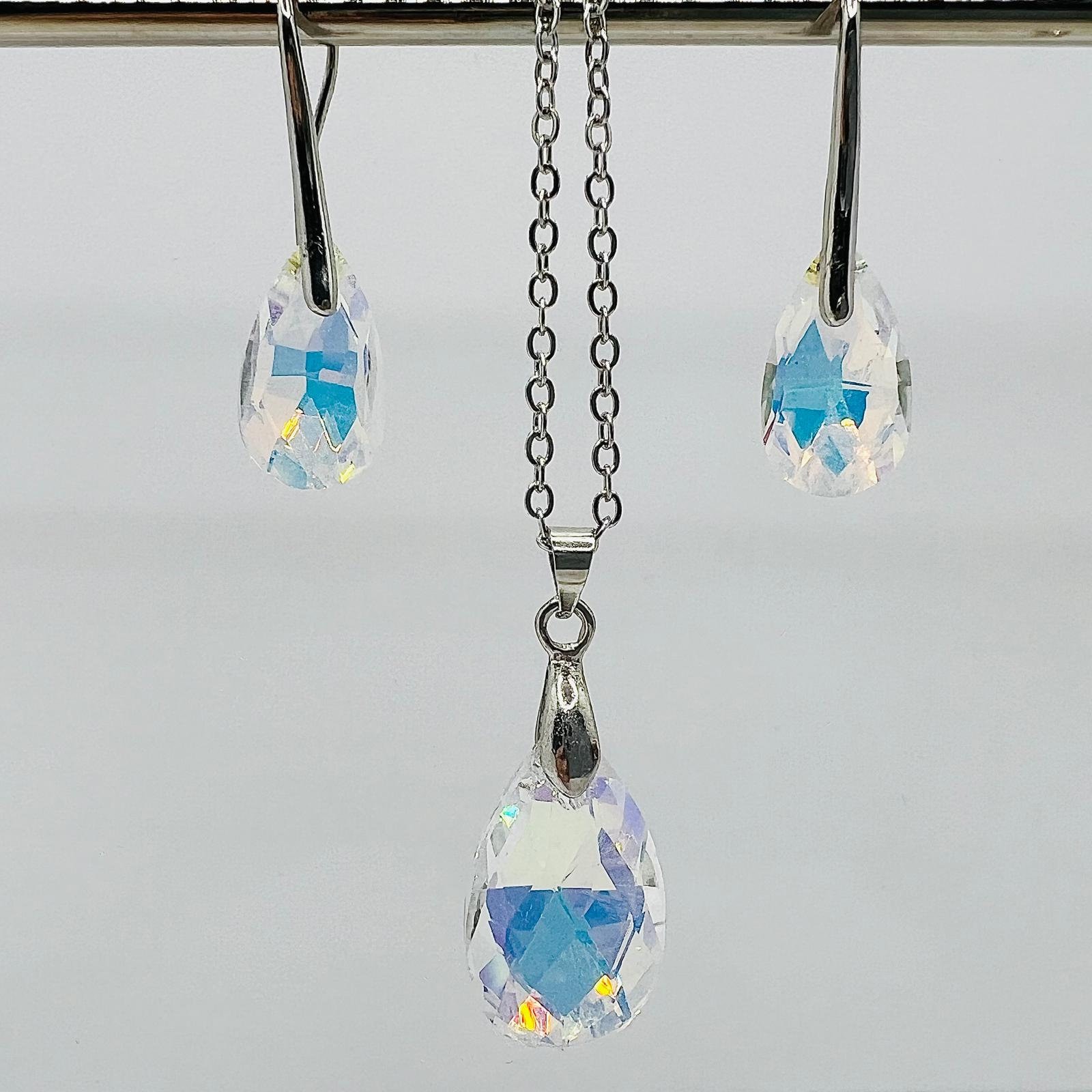 Kristall Set Anhänger Kette Und Ohrringe von TezsahShop