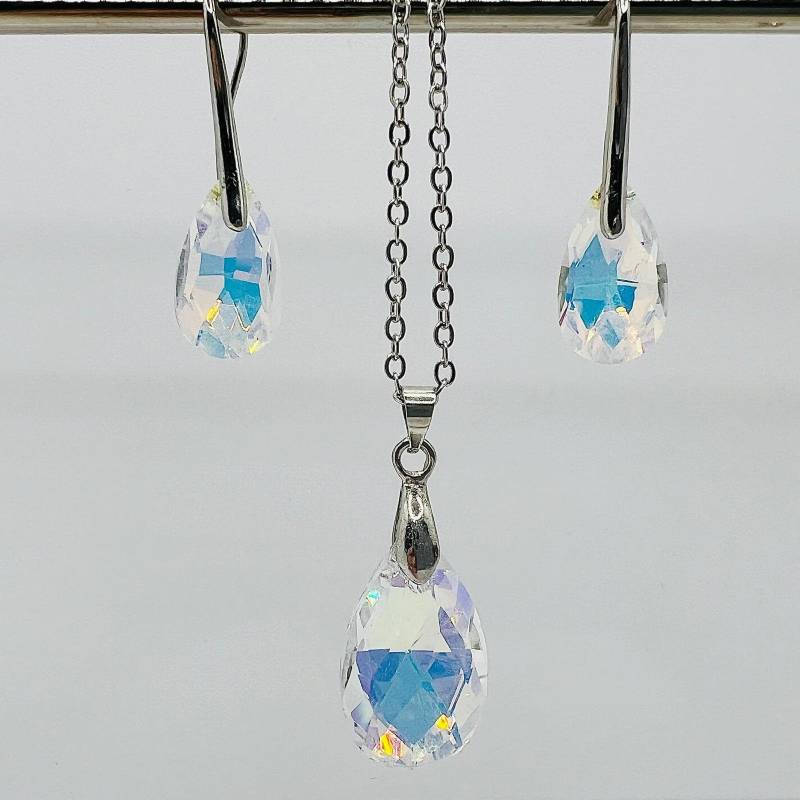 Kristall Set Anhänger Kette Und Ohrringe von TezsahShop