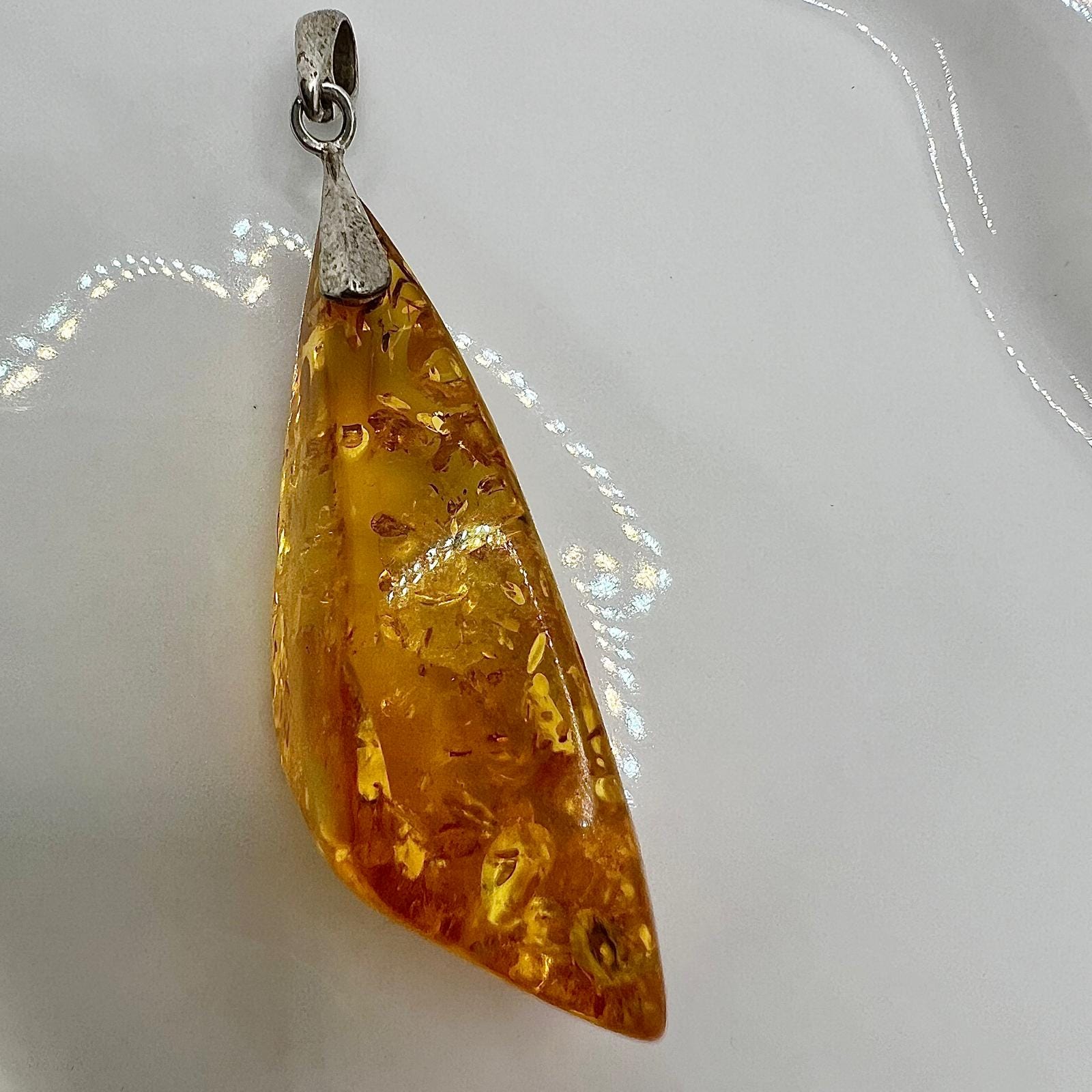 Vintage Bernstein Anhänger Versilbert Natur Vintage Bernstein Anhänger Versilbert Natur von TezsahShop