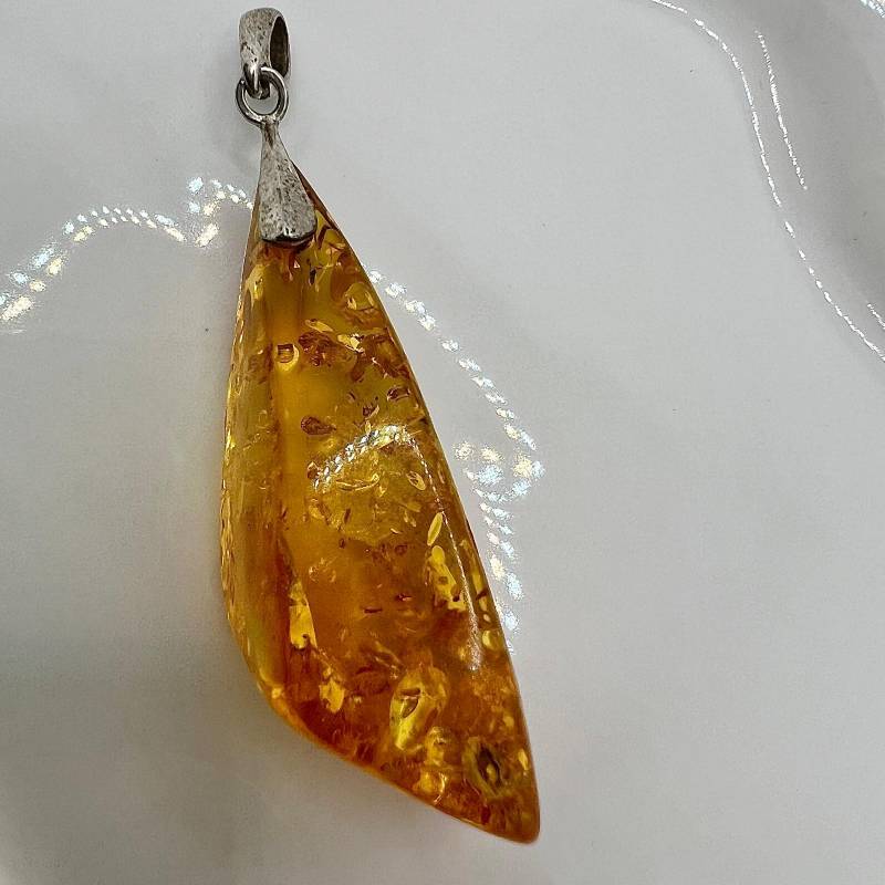 Vintage Bernstein Anhänger Versilbert Natur Vintage Bernstein Anhänger Versilbert Natur von TezsahShop