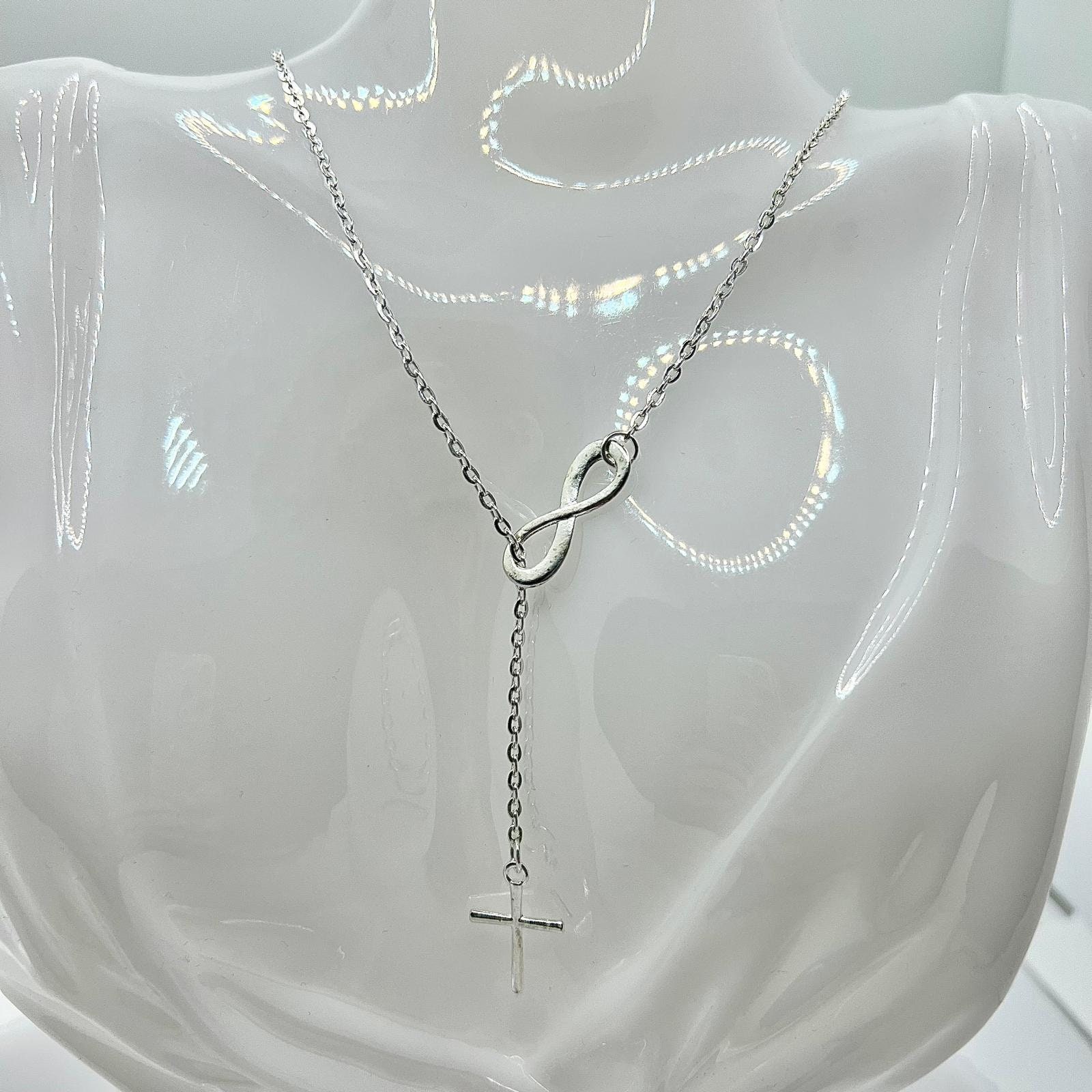 Wunderschöne Statement Infinity Kreuz Anhänger Halskette Silber Kette von TezsahShop
