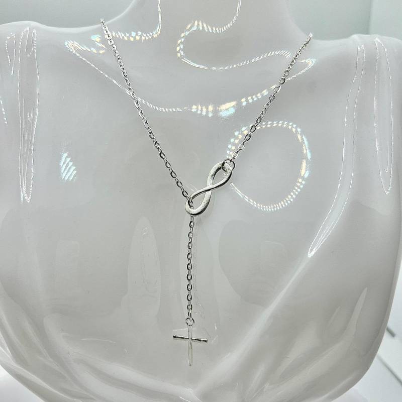 Wunderschöne Statement Infinity Kreuz Anhänger Halskette Silber Kette von TezsahShop