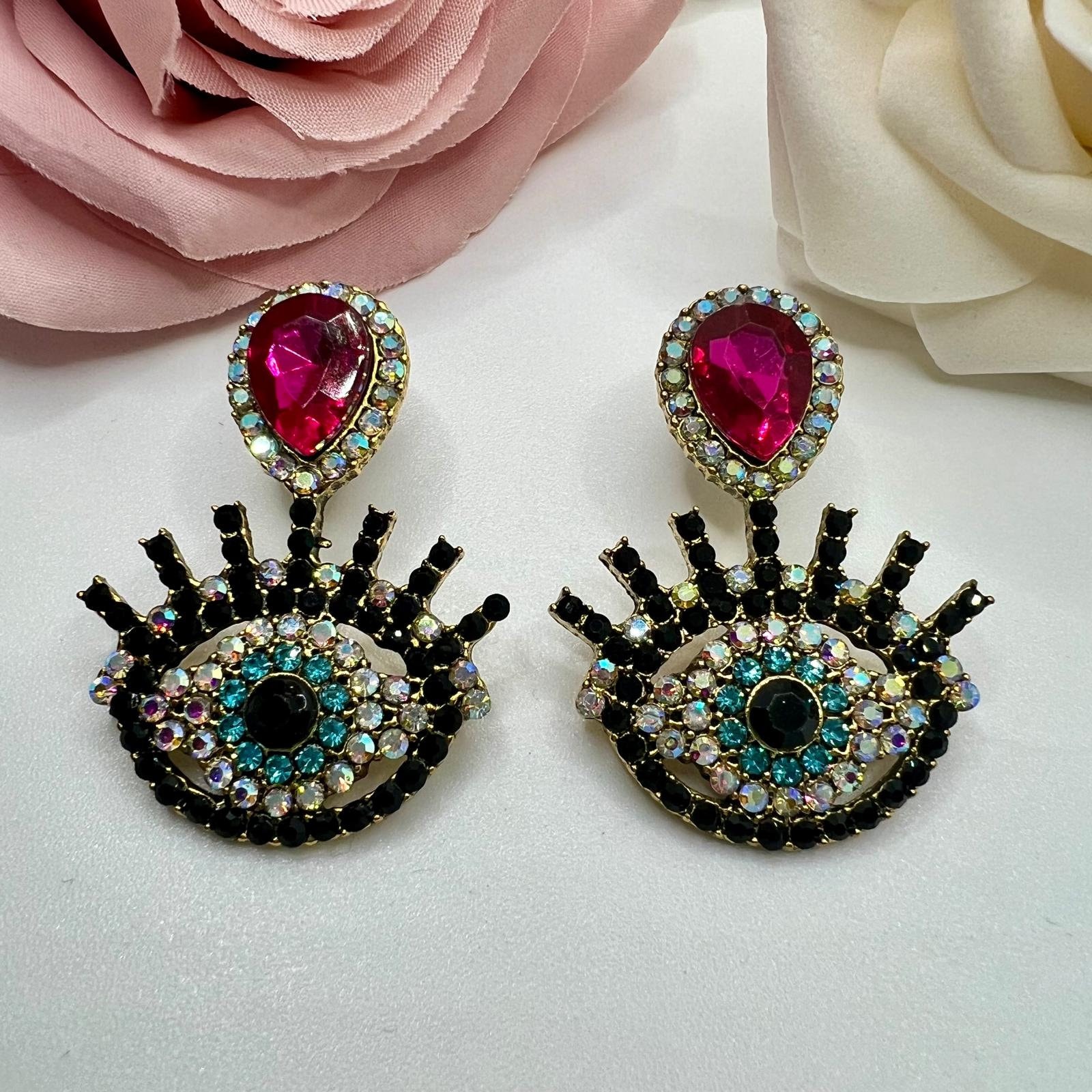 strass Auge Ohrringe Eye Design Hängeohrringe von TezsahShop