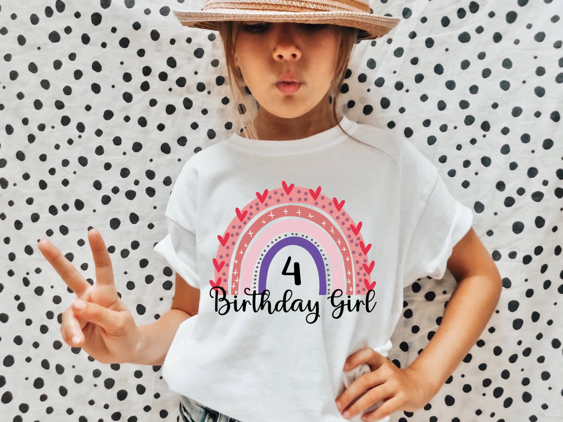 4 Geburtstag Mädchen Shirt, 4. T-Shirt, Vierter Geburtstagsgeschenk Für Mädchen, Geburtstagsparty Regenbogen Shirt von TezzDesign