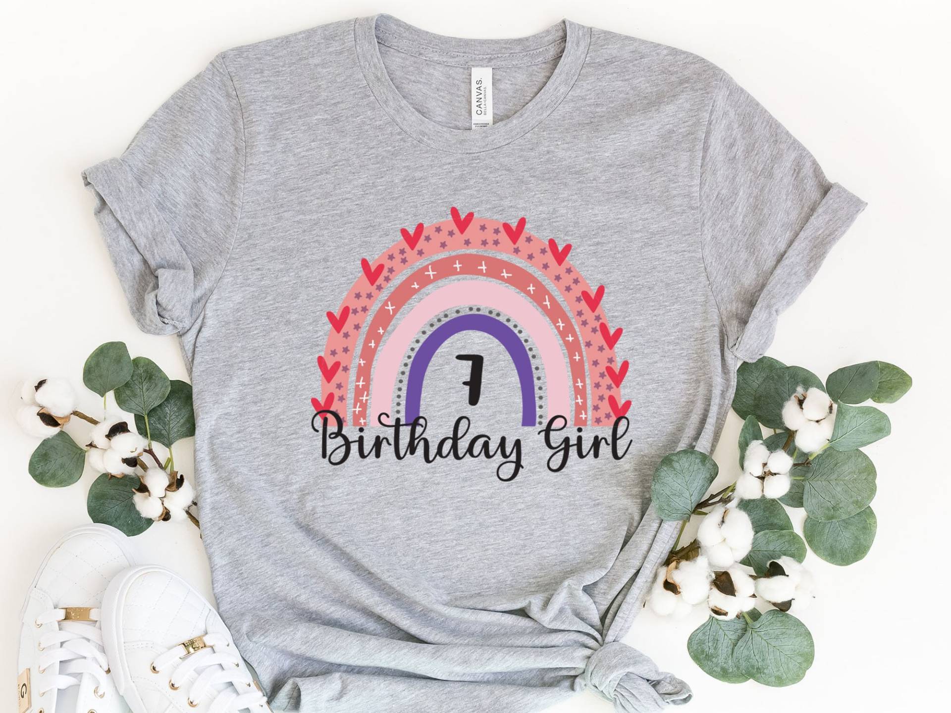 Geburtstagskind Shirt, 7. Geburtstag Regenbogen T-Shirt, Geburtstagsgeschenk Für Mädchen, Sieben Geburtstagsgeschenk, Siebenter T-Shirt von TezzDesign