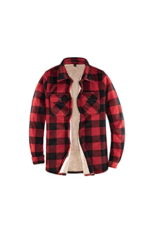 ThCreasa Damen-Flanellhemd mit Sherpa-Fleece gefüttert, warm, Knopfleiste - Rot - Mittel von ThCreasa