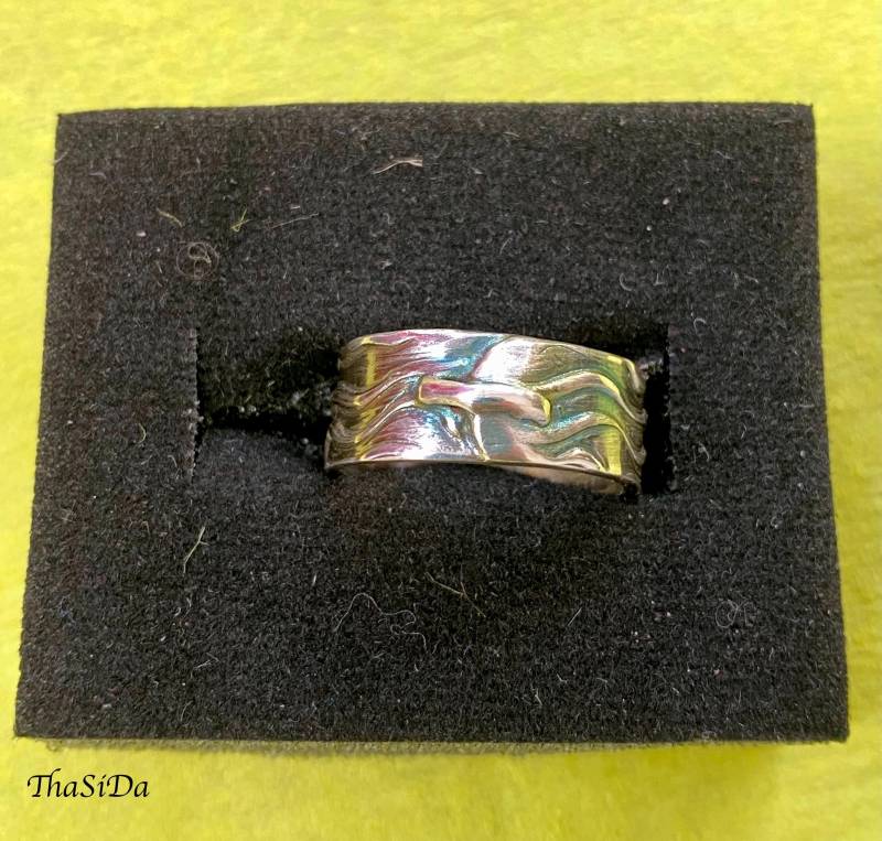 It's Love Wellig Strukturierter Silber-Bandring Mit Schloss-Ähnlichem Design Für Ihre Geheime Botschaft An Einen Besonderen Menschen von ThaSiDa