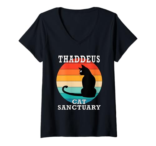 Damen Thaddeus Cat Sanctuary Group Familientreffen Name T-Shirt mit V-Ausschnitt Damen Thaddeus Cat Sanctuary Group Familientreffen Name T-Shirt mit V-Ausschnitt von Thaddeus Matching Family Reunion T Shirt